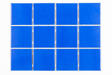 Sample of blue tile, isolated on white background. Ready to be used on a sales catalog or applied to an image