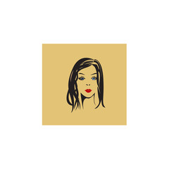 Vector illustration design of beauty woman face with long hair .