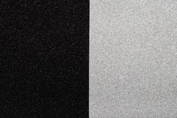 Black and silver glitter texture. Top view