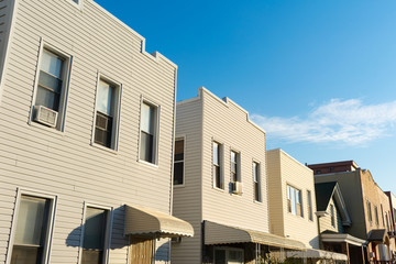 A Row of Old Wood Homes in Astoria Queens of New York City