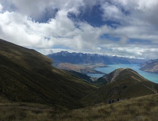 Vue sur le mont Double Cone et Queenstown 