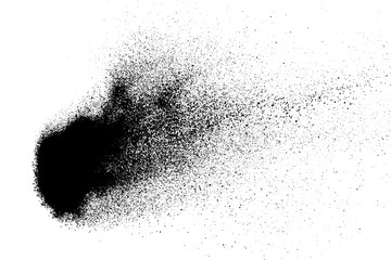 Fototapeta premium Black grainy texture isolated on white background. Dust overlay. Dark noise granules. Digitally generated image. Vector design elements. Illustration, Eps 10.