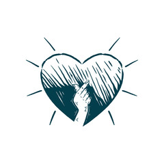 Love Hand Heart vintage illustration