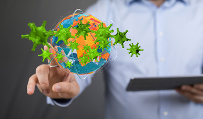 COVID-19 Business Finance Crisis Concept. Coronavirus Danger Pandemic. Global stress of world .