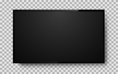 Realistic television screen on background. TV, modern blank screen lcd, led