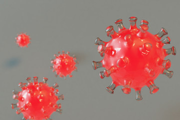wizualizacja symboliczna obrazująca komórkę wirusa coronawirus covid 19 - obrazy, fototapety, plakaty