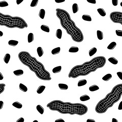 Tasty Peanut Seamless Pattern Isolated on White Background. Nut Seeds.