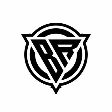 recommend clip art: BR logo with triangle shape and circle with outline rounded design template