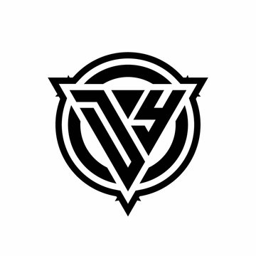 recommend clip art: DY logo with triangle shape and circle with outline rounded design template