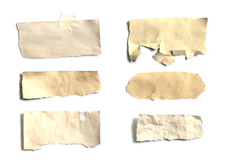 Old ripped paper isolated on white background with copy space for text