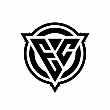 recommend clip art: EC logo with triangle shape and circle with outline rounded design template