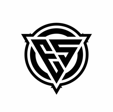 recommend clip art: ES logo with triangle shape and circle with outline rounded design template