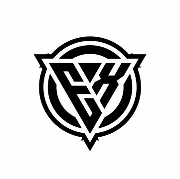 recommend clip art: EX logo with triangle shape and circle with outline rounded design template