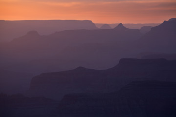 Fototapeta na wymiar Landscape at sunset of the Grand Canyon from Lipan Overlook, South Rim, Grand Canyon National Park, Arizona, USA