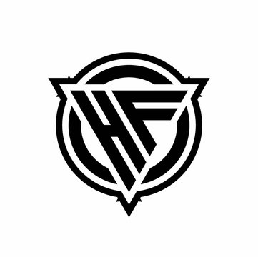 recommend clip art: HF logo with triangle shape and circle with outline rounded design template