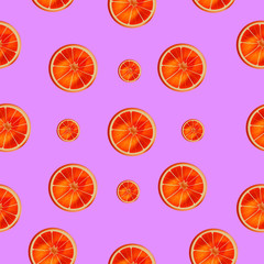 Bright and juicy orange pattern on a pink background