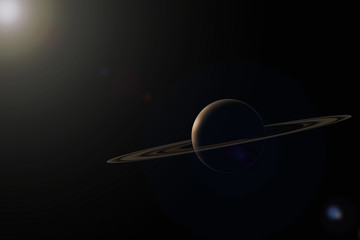Fantastic Saturn on a black space background with rendering