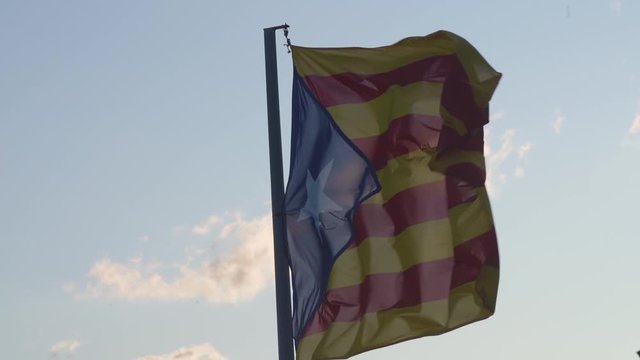 slow motion estelada flag independence catalonia nationalism