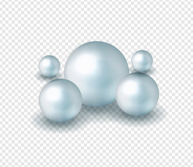 Pack nature ,sea pearl background with small and big white pearls . Vector illustration