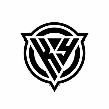 recommend clip art: KY logo with triangle shape and circle with outline rounded design template