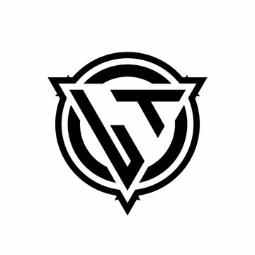 recommend clip art: LT logo with triangle shape and circle with outline rounded design template