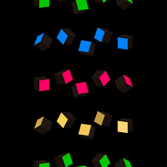 Black cubes. 3D-modeling. Minimalism. Isolated on black background. Vector illustration for web design or print.