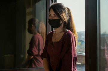 Woman with a mask on her face