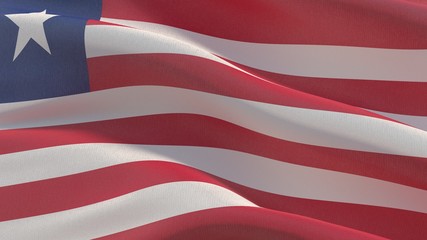 Waving flags of the world - flag of Liberia. 3D illustration.