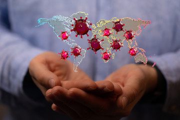 COVID-19 Business Finance Crisis Concept. Coronavirus Danger Pandemic. Global stress of world .