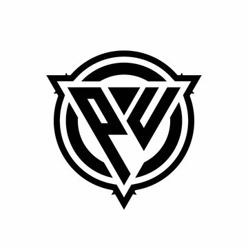 recommend clip art: PU logo with triangle shape and circle with outline rounded design template