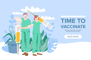 People with vaccine for virus. Vector Illustration