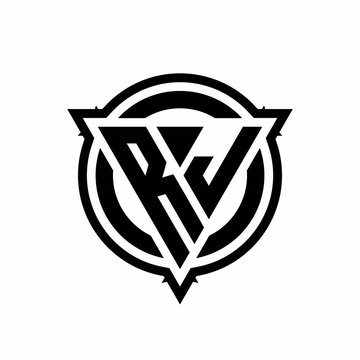 recommend clip art: RJ logo with triangle shape and circle with outline rounded design template