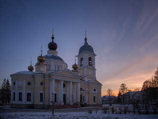 Fototapeta na wymiar Cathedral of the Assumption of the Blessed Virgin in the ancient Russian city of Myshkin