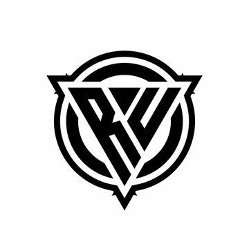 recommend clip art: RU logo with triangle shape and circle with outline rounded design template