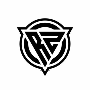 recommend clip art: RZ logo with triangle shape and circle with outline rounded design template
