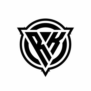recommend clip art: RK logo with triangle shape and circle with outline rounded design template