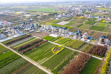 farmland with village