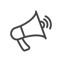 Megaphone, loudspeaker icon in outline style isolated on white background. Vector illustration.