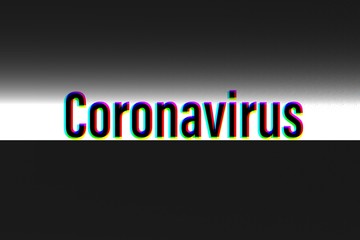 CORONAVIRUS glitch text, Covid-19 word on shaded grungy presentation page, covid virus