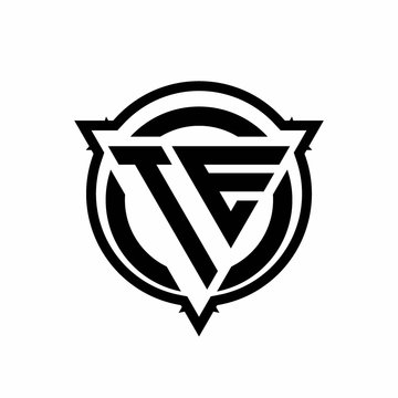recommend clip art: TE logo with triangle shape and circle with outline rounded design template