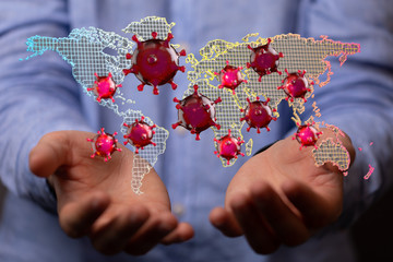 COVID-19 Business Finance Crisis Concept. Coronavirus Danger Pandemic. Global stress of world .