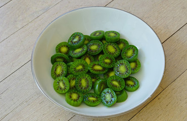 Bowl of sliced baby kiwi
