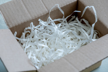 Closeup Waste paper in the box to prevent shock