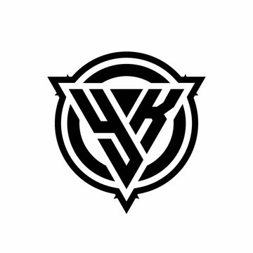 recommend clip art: YK logo with triangle shape and circle with outline rounded design template