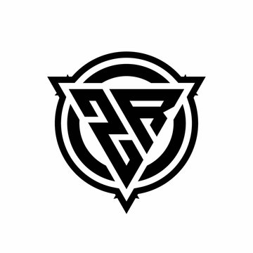 recommend clip art: ZR logo with triangle shape and circle with outline rounded design template