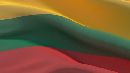 Waving flags of the world - flag of Lithuania. 3D illustration.