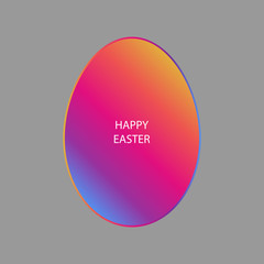 Vivid gradient easter egg on gray background with copy space