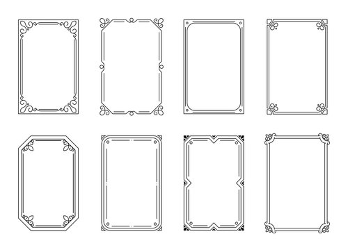 Decorative frames set. Vercor calligraphic frames on a white background. Decorative wedding frames, vintage rectangular ornaments. Decorated border. Vector illustration