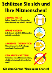Hygiene- und Schutzhinweise Corona covid-19