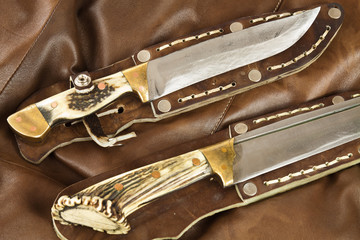 Hunting knife and leather sheath